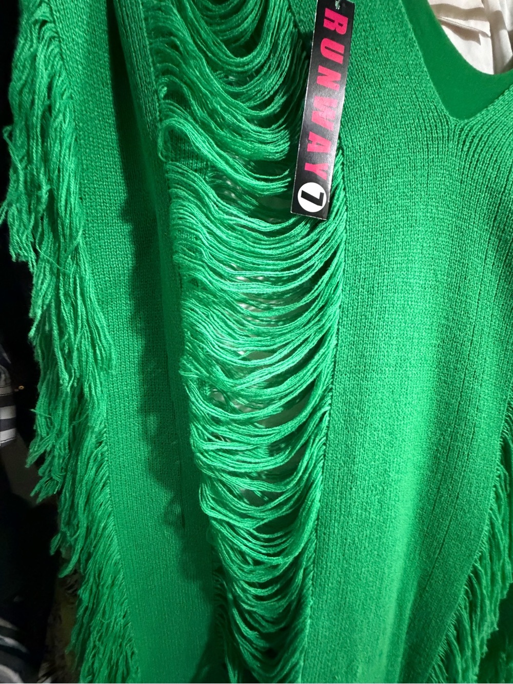 Asymmetrical Green Fringe Women's Dress - Picture 3 of 5